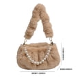 thumbnail image 3 of Bolso de mano elegante para mujer, Bolso ligero con cuentas de perlas, Bolso de citas de piel sintética para mujer, 3 of 8