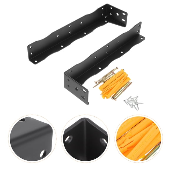 unbranded 2Ud Soportes De Estante Suspenso En Hierro Negro Soportes De Pared Resistentes Para Almacenaje