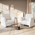 thumbnail image 4 of Modern Deep Seat Accent Chair - Offwhite Boucle Upholstery, Removable Lumbar Pillow, High Backrest, Faux Lambskin - Cozy for Living Room, Bedroom, Office - One, Offwhite Lambskin, 4 of 6