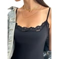thumbnail image 2 of Women'S Lace Y2K Square Neck Strap Tank Top Sleeveless Going Out Party Club Basic Shirt Black XS, 2 of 9