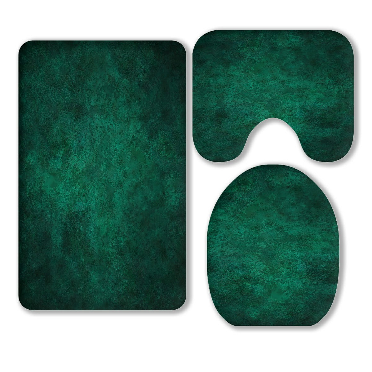 ECZJNT Shaded Deep Teal Plaster 3 Piece Bathroom Rugs Set Bath Rug Contour Mat and Toilet Lid