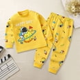 thumbnail image 2 of NOLDARES Toddler Baby Boy Fall Winter Outfits 2pcs Graphic Print Long Sleeve Sweatshirt Tops and Pants Set Infant Boy Clothes Clothing(Yellow,18-24 M), 2 of 4