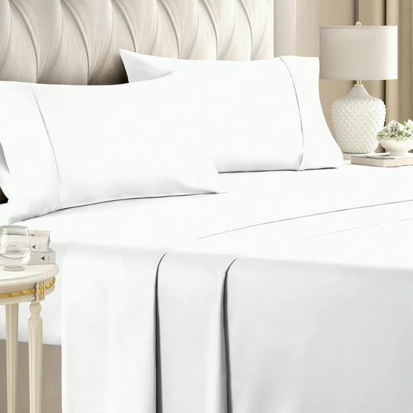 CoolBamboo Cal Sheets - Cooling & Breathable 60% Polyester, 40% Rayon Sheets for Hot Sleepers. Super Soft Cal Size Sheets in White for a Cool Night's Sleep.