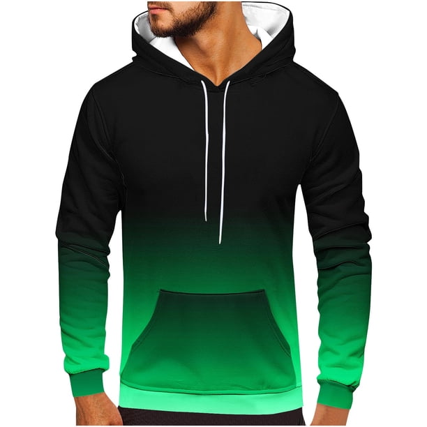 Sudadera con capucha para hombre, estilo casual, a la moda, con cuello redondo, bolsillos y estampado degradado, sudadera de manga larga con capucha, blusa de poliéster para hombre