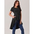 thumbnail image 2 of DARING DIVA Women's High Low Hem Short Sleeve Crew Neck Asymmetric Blouse XL Black, 2 of 5
