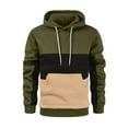 thumbnail image 1 of Bellella Chandail à Capuche pour Hommes Chandail à Capuche Colorblock Confortable Manches Longues Vert Armée m, 1 of 4