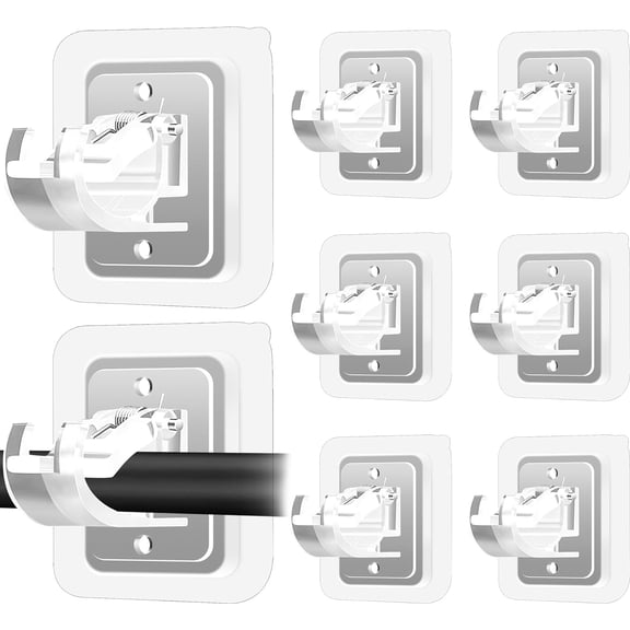 Self Adhesive No Drill Adjustable Curtain Rod Holder Hooks Brackets, Nail Free, Drilling Hanrs for Bathroom, Kitchen, Home, Bathroom and Hotel, Transparent, 8PCS