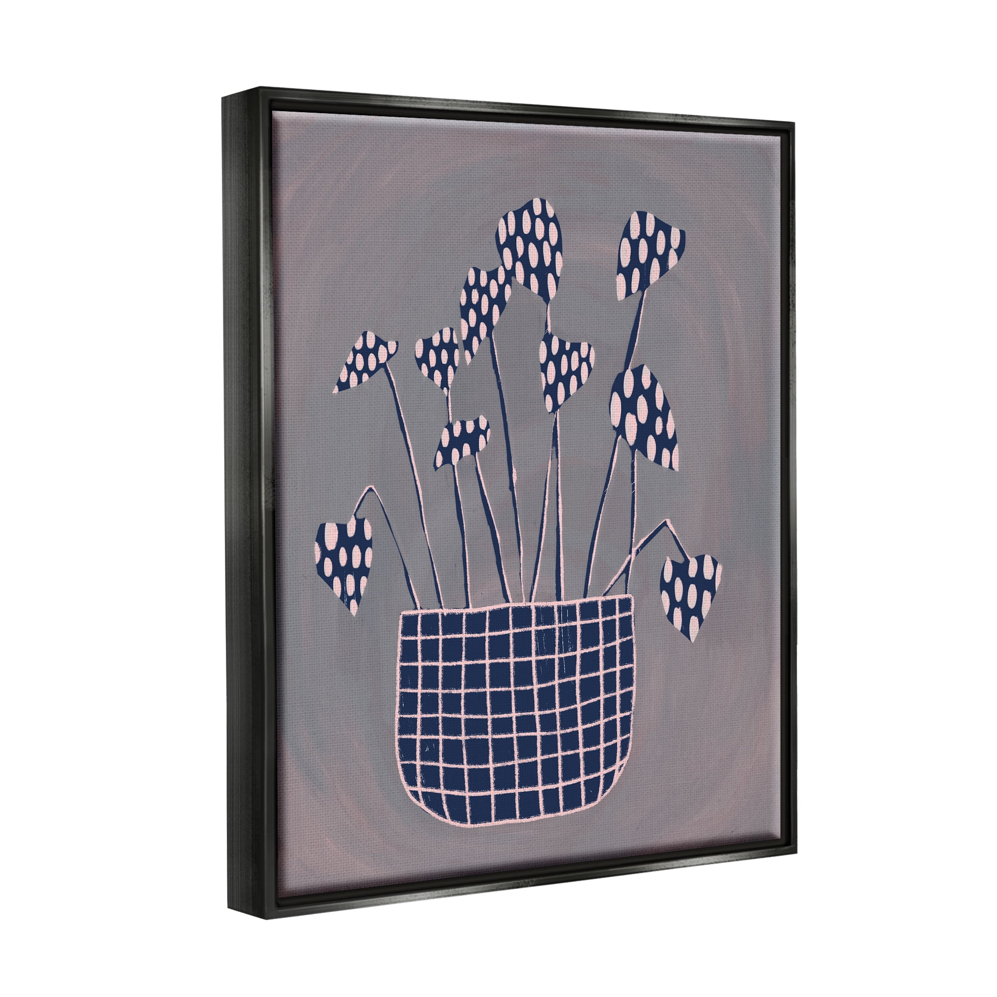 Stupell Spotted Plant Leaves Floral Patterned Botanical & Floral Painting Black Floater Framed Art Print Wall Art