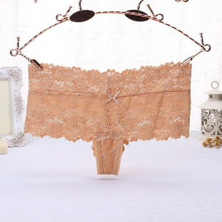 

Popvcly Sexy Underwear Women Bow Lace Intimates Sexy Breathable Transparent Lingerie Panties Briefs