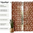 thumbnail image 5 of Vargottam Brown Floral Vines Print Sheer Georgette Curtains for Windows & Small Doors - Set of 2 Panels, 72" Long, Grommet Top, Printed Light Filtering Drapes for Living Room or Study, 5 of 9
