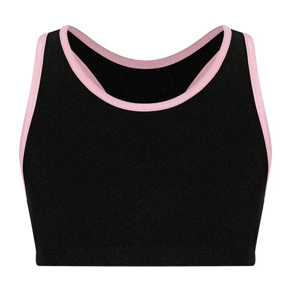 Alvivi Kids Girls Dance Crop Tank Tops Racer Back Sleeveless Sport Vest Tee Workout Gym Shirt Pink 14