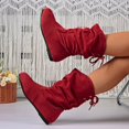 thumbnail image 5 of NOKIO Women's Wide Width Flat B𝗈𝗈𝑡𝑠 Comfortable Mid Calf Booties Fashion Back La𝖼e Up Booties Casual Round Toe Shoes V𝗂ntage Western Cowboy Shoes Lightweight Pull On Walking B𝗈𝗈𝑡𝑠, 5 of 9