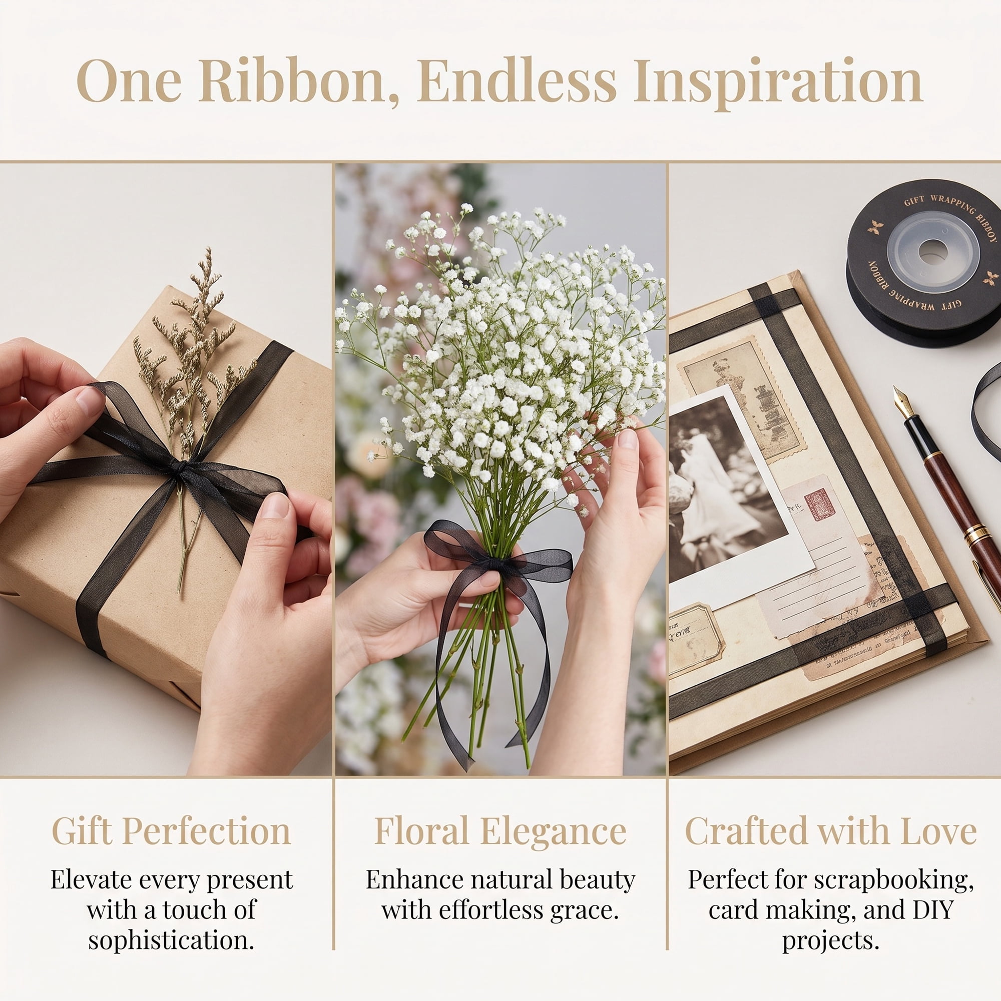 Unique Bargains Elegant Satin Ribbon for Gift Wrapping Black 5.5 Yard