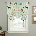 thumbnail image 2 of Cartoon Farmhouse Tie Up Curtains for Windows, Adjustable Balloon Window Shades, Cute Watercolor Cabin Animals Trees Green Kitchen Window Treatments Farmhouse Short Curtains with Rod Pocket 42"x45", 2 of 8