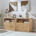 thumbnail image 6 of LEYAOYAO 31" Wide Nightstand with Drawers for Bedroom, Farmhouse End Table with Charging Station, 2 Drawers Storage for Bedroom, Natural Oak, 6 of 10