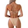 thumbnail image 5 of Sakmal Plunge Bikini Btahing Suits Women Two Piece Swimwear Yellow Solid Vacation Swimsuits for Women S, 5 of 6