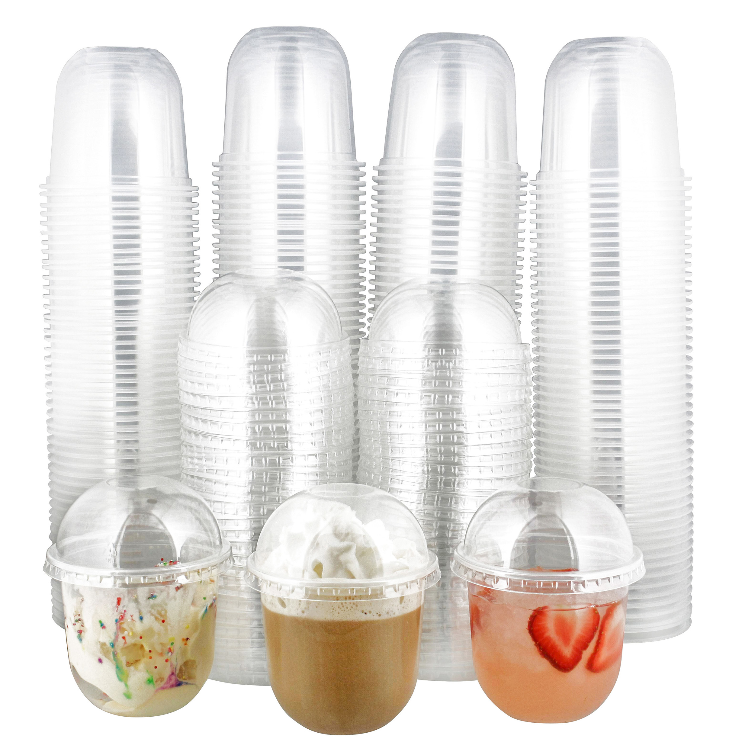 Spec101 Plastic Coffee Cups with Lids 200pk 12oz Clear Plastic Cups