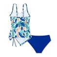 thumbnail image 4 of CUZIBR Baby Girls Two Piece Swimsuit Spaghetti Strap Trendy Leopard Tankini Top Drawstring Ruched Camisole Side High Waist Bottom Beach Pool Summer Breathable Swimwear,Blue,9-10 Years, 4 of 4