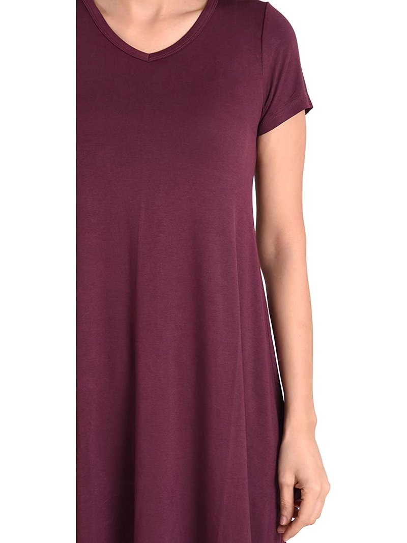Miss Lavish London Short Sleeve T Shirt Dress For Women Casual Loose  Fitting Jersey Dress Burgundy-M - Walmart.com