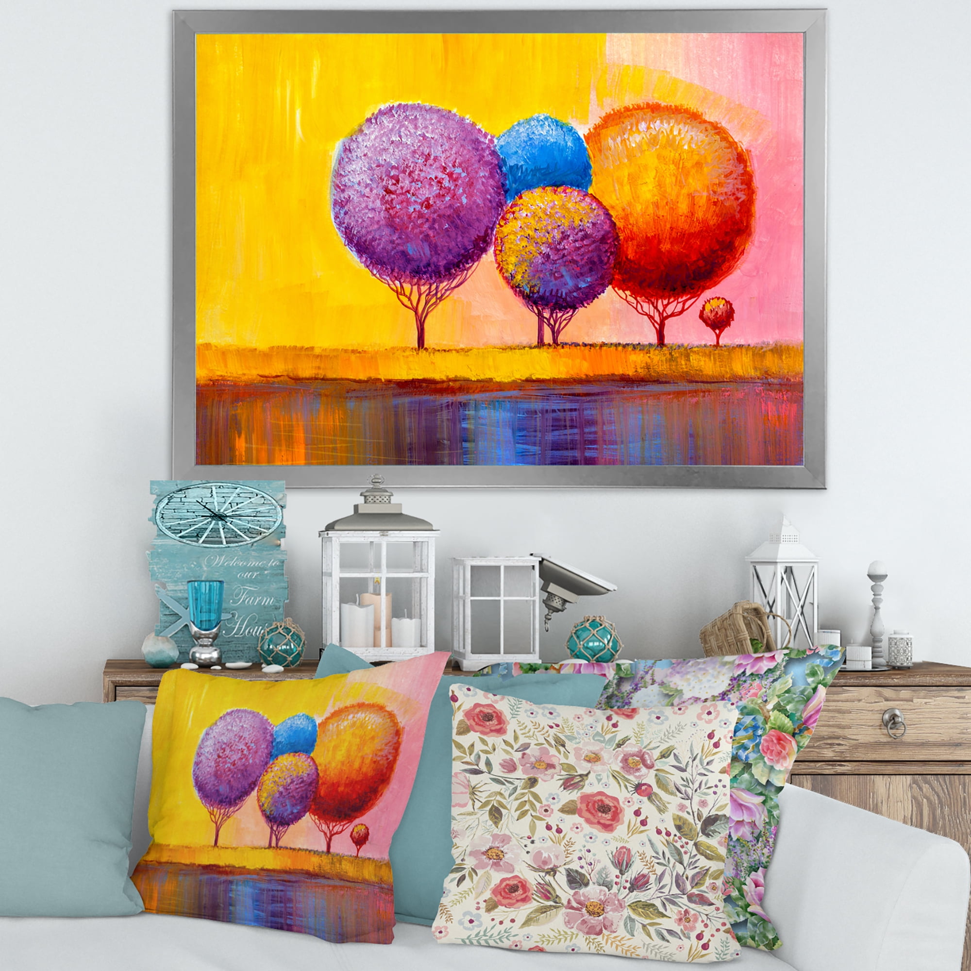 Designart 'Autumn Colorful Fantasy Trees I' Modern Framed Art Print