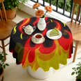 thumbnail image 4 of 60 Inch Round Lace Tablecloth Water Resistant Washable, Fire Hot Print, 4 of 5