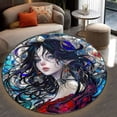 thumbnail image 4 of Round Rug, Manga Girl Art Design Soft Washable Carpet, Non-Slip Floor Mat for Living Room Bedroom Home Decor 59 Inch, 4 of 6