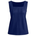 thumbnail image 6 of HomeDM Women's Sleeveless Tank Tops Square Neck Loose Fit Summer T-Shirts Solid Color Trendy Pleated Tops Navy Size S, 6 of 7