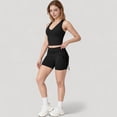 thumbnail image 3 of Women's V-Neck Cropped Tank Top with Racer-Inspired Straps and Smooth Contour Fit for Activewear - Small, Black, 3 of 7
