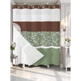 thumbnail image 4 of Sage Green Brown Flowers No Hook Shower Curtain Waterproof,Bathroom Curtains with Snap in Liners and See Through Top Window,Classic Botanical Art Elegant Hotel Style Bathtub Curtains Shower 66"Wx72"L, 4 of 8