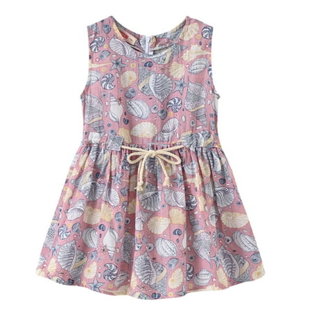 

RPVATI Toddler Baby Child Children Kids Clothes Floral Drawstring Short Sleeve Dress + Sun Hat Summer Clothes Set