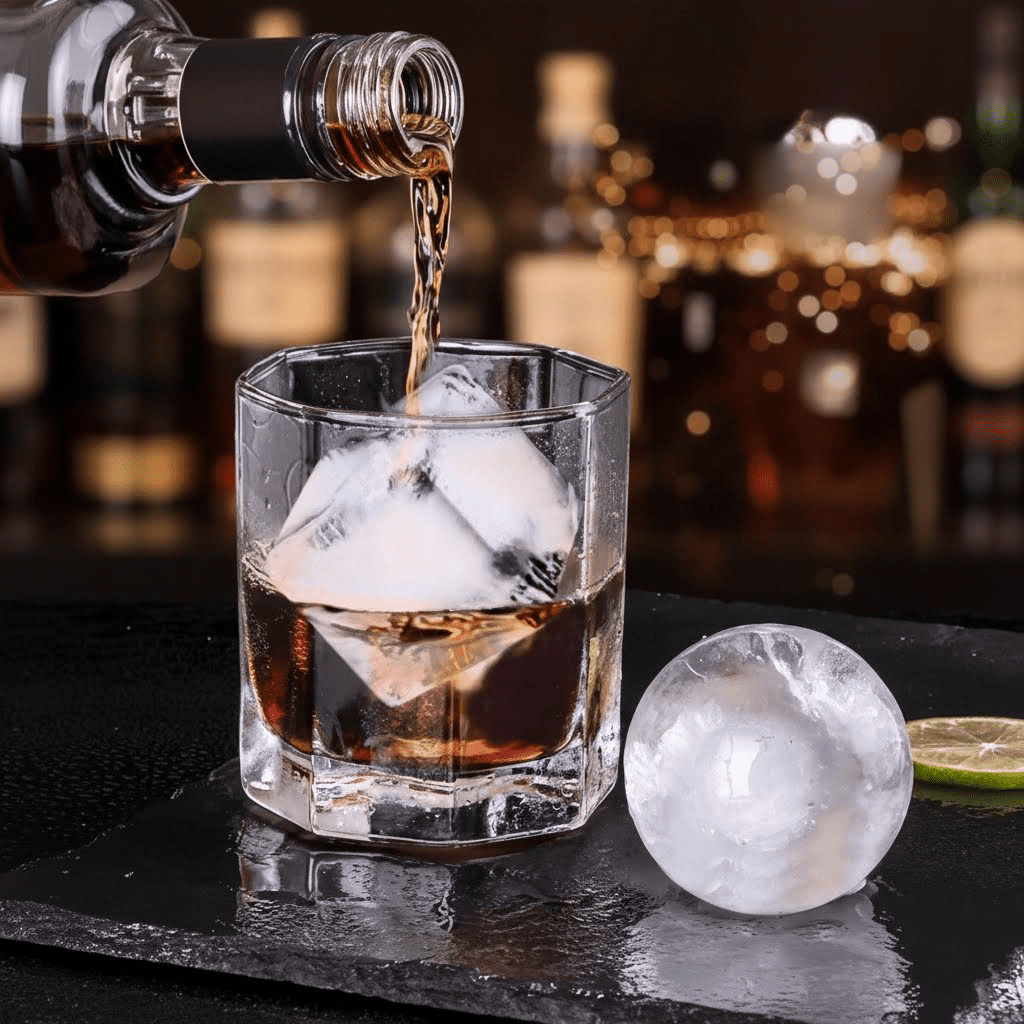 Set of 2 Premium Ice Cube Trays: Large Square Mold and Sphere Ice Ball Maker with Lids for Whiskey, Cocktails, and Chilled Beverages at Home