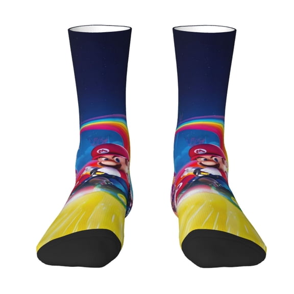 Saiise Mario Funny Socks Men Women Adults Novelty Graphic Crew Tube Socks Crazy Design Casual Dress Socks for Sports,Running,Travel