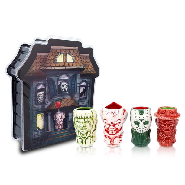 Set de minimuglets Geeki Tikis Horror, paquete de 4 unidades para Regan, Jason, Pennywise y Freddy