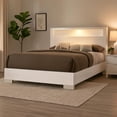 thumbnail image 2 of Benjara Modern Eastern King Size Bed with Shelved Headboard and LED Light- White, 2 of 8