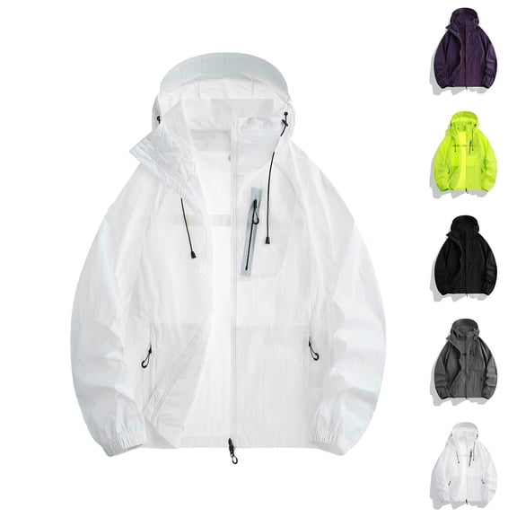Purcolt Men's Lightweight Hooded Sun Protection Jacket, Full Zip Windbreaker Coat with Pockets for Fishing Hiking Travel Outdoor