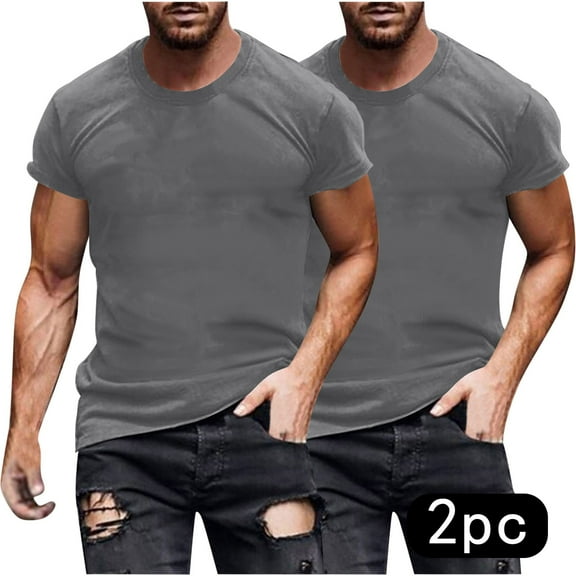 Cxenplz 2 Pack Mens Summer Tops Short Sleeve Crew Neck Plain Novelty T Shirt Cotton Crew Tee Undershirts Tshirts