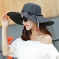 thumbnail image 4 of Hats for Women Summer UPF50+ Sun Hat for Women Big Bowknot Braid Fabric Hat Floppy Foldable Roll up UV Beach Cap, 4 of 7