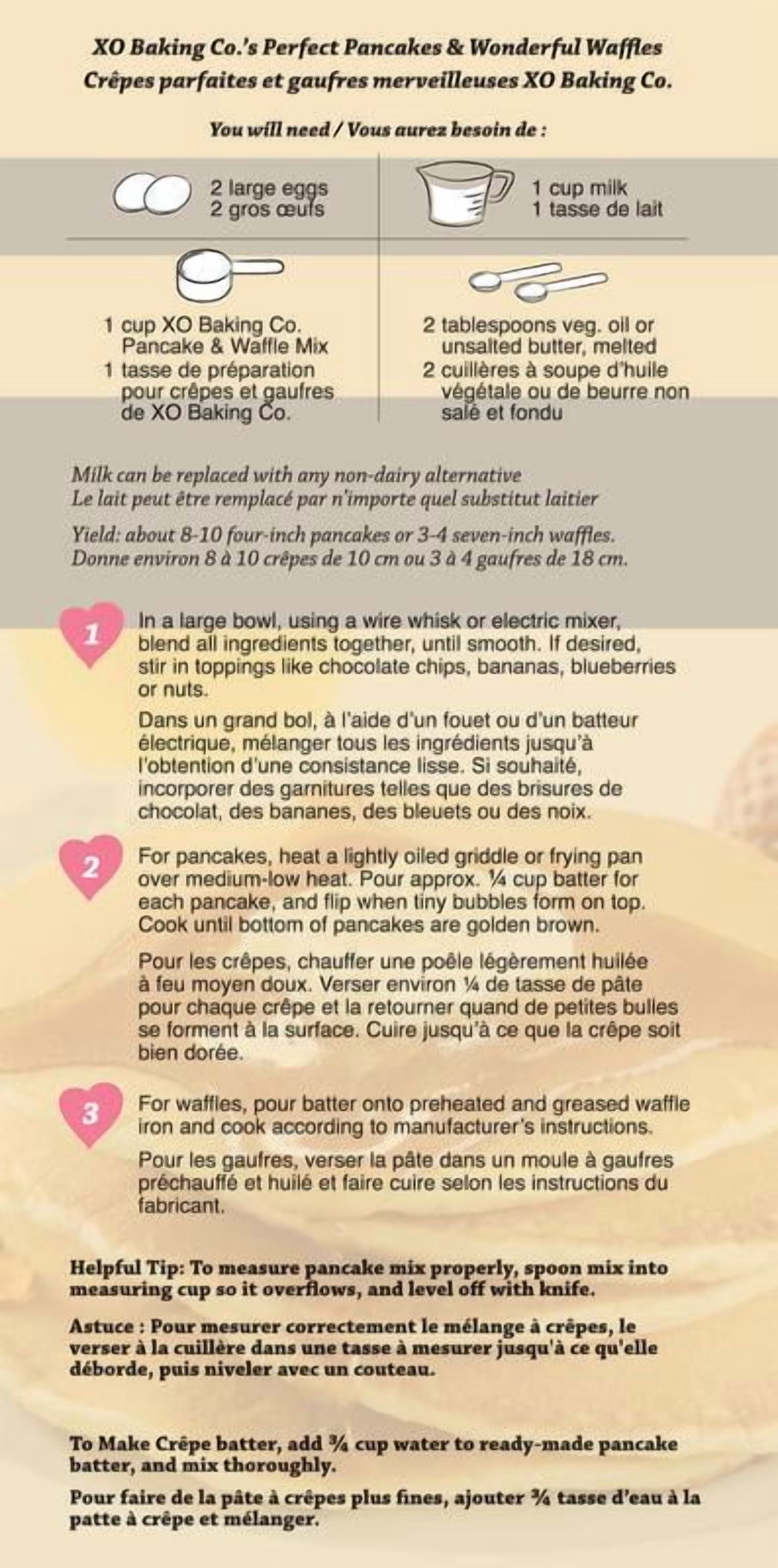 XO Baking Co. Gluten Free Gourmet Pancake & Waffle Mix; Non-GMO; Kosher; Rice Free; Peanut Free; Soy Free; Dairy Free; No Preservatives; No Artificial Flavors or Colors, 3.5lbs