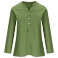 thumbnail image 4 of Penkiiy Blouse d'Été Tunique en Lin à Manches Longues et Col en V pour Femmes 3TG Vert, 4 of 6