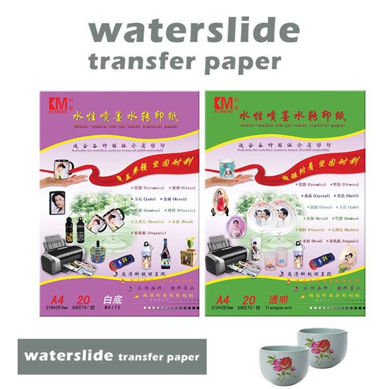 Printers Jack Water Slide Decal Paper Inkjet Clear 20 Sheets A4 Size Premium Water Slide Transfer Paper Transparent Printable Waterslide Paper for