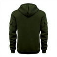 thumbnail image 5 of Domzest Hoodies for Men Half Zip Big and Tall Long Sleeve V Neck Hoodie Warm Fall Fleece Hooded Jacket Lightweight Sport Pullover Tops with Arm Zip Pocket Army Green 3XL, 5 of 5