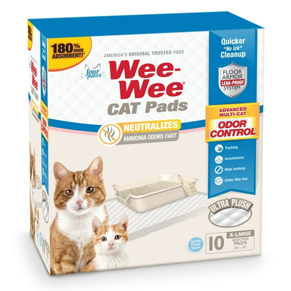Four Paws Wee-Wee Cat Pads Fresh Scent 28" x 30" (10 Count)