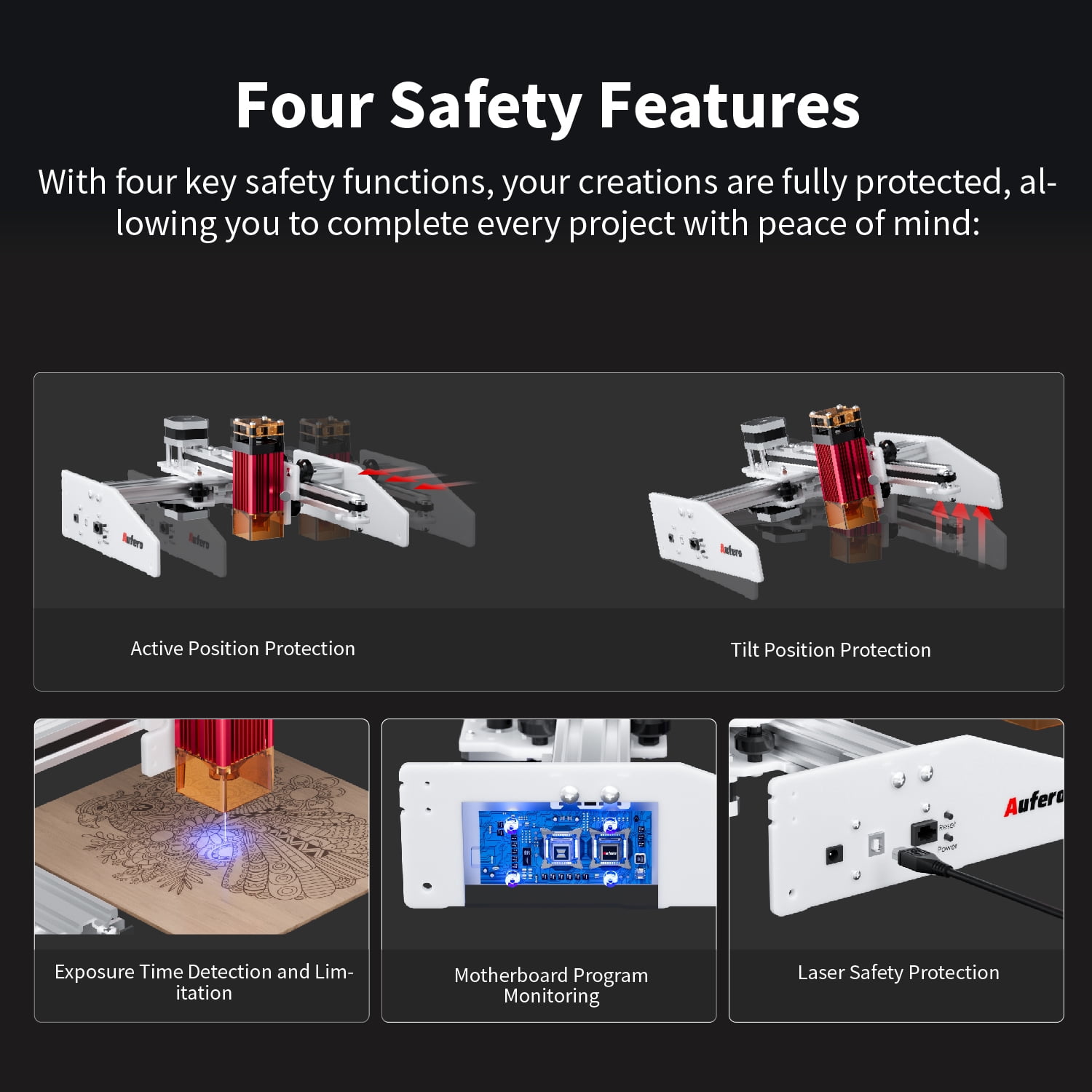 Aufero 1 LU2-2A 1.6W Diode Laser Engraver for Wood and Leather, Beginner-Friendly Craft Engraving Machine