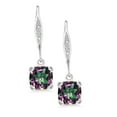 thumbnail image 2 of Gem Stone King 925 Sterling Silver Green Mystic Topaz and White Diamond Earrings for Women (3.41 Cttw, Gemstone November Birthstone, Cushion 7MM), 2 of 5