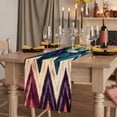 thumbnail image 2 of Colorful Waves Stripes 60 Inch Table Runner, Geometric Abstract Art Farmhouse Dresser Scarf Cotton & Linen Tablerunner for Dining/Kitchen Island/Holiday Party Décor 13" x 60", 2 of 9