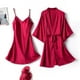 thumbnail image 3 of Conjuntos de pijama para mujer Umfun, de satén liso, de seda, para dormir, camiseta sin mangas, pantalones cortos, vestidos, batas, conjuntos de pijama de tres piezas, conjunto de estar por casa a, 3 of 5