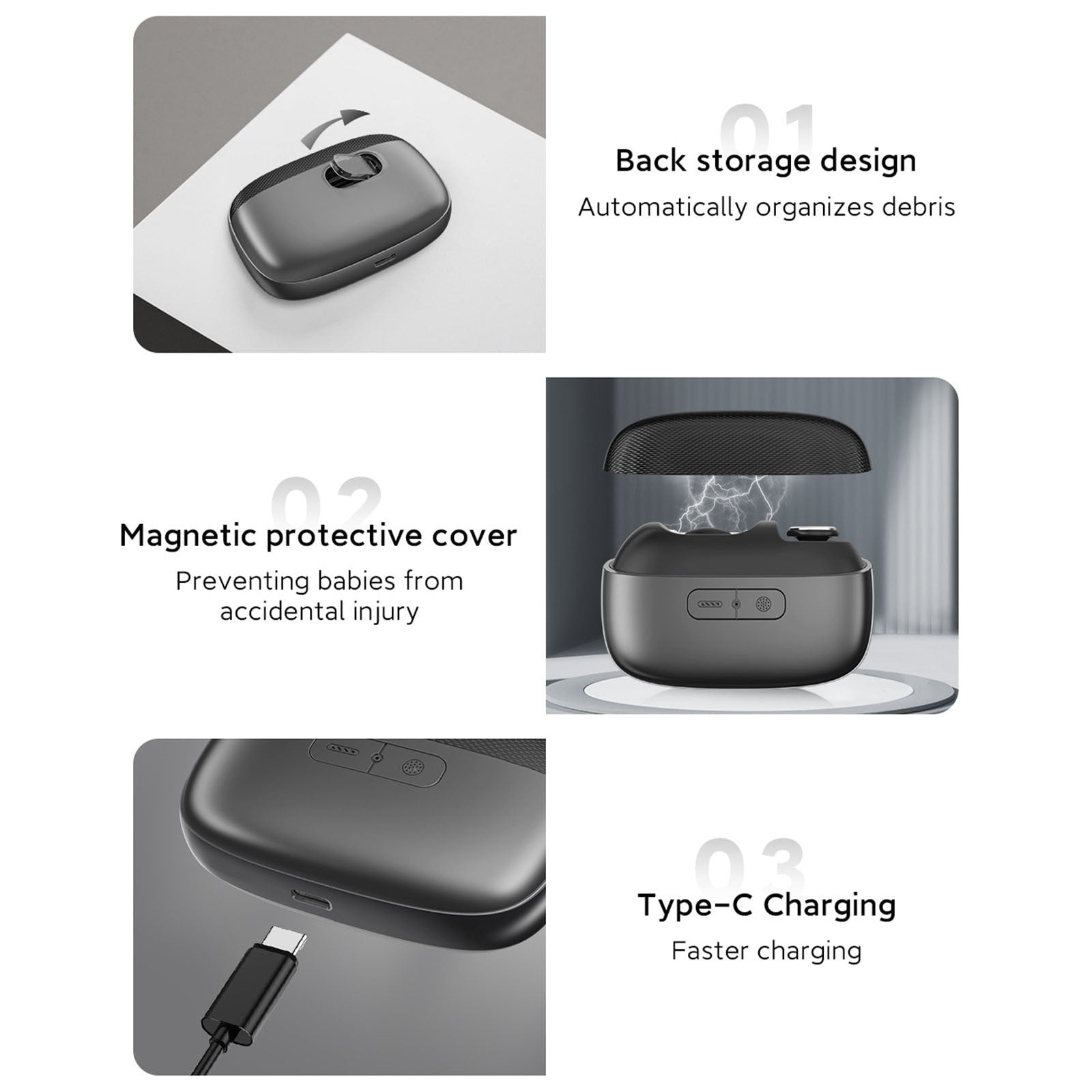 Electric Nail Clipper Automatic Nail Trimmer with Polishing Function, LED Light Nail Grinder with Wide Opening for Thick Toenails, USB Rechargeable Nail Care Tool with Nail Debris Storage for Seniors