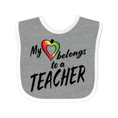 

Inktastic My Heart Belongs to a Teacher Gift Baby Boy or Baby Girl Bib