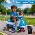 thumbnail image 4 of Track Seven 12V Electric Wiggle Car with Pedal, 2 in 1 Swing Car, Bluetooth, LED Lights, Flashing PU Wheels, Max Speed 5 Mph, Anti-Rollover, 12V Ride on Toy Car for Kids Toddlers Aged 3+, Blue, 4 of 8