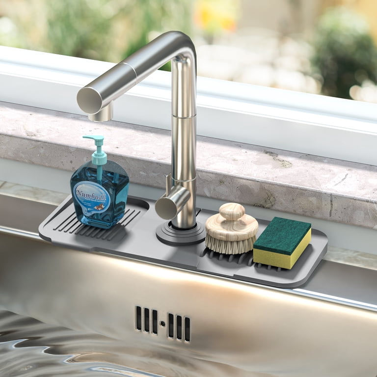 RAKSONIC Silicone Sink Splash Guard & Mat - Kitchen Sink Protector & Draining Mat (Gray)